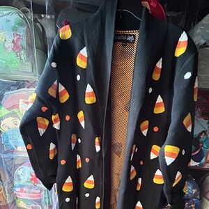 Backstitch Bruja Candy Corn Cardigan Medium-Large Women Halloween